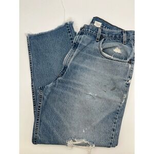 LEVIS 545 Jeans Mens 38 Loose Fit Blue Distressed Faded Raw Hem USA Made
